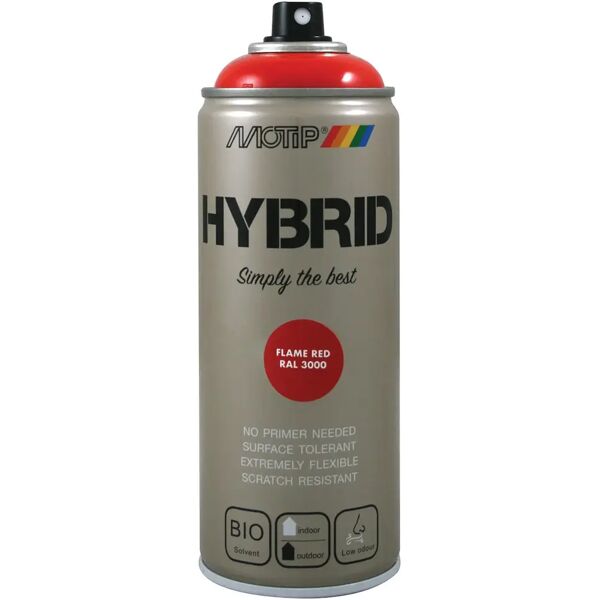 motip vernice spray hybrid ral 3000  rosso fuoco 400 ml 2,5 - 3,5 m² con 1 l