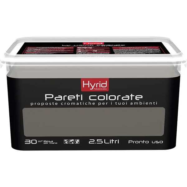 hyrid by covema idropittura lavabile hyrid 2,5 l grigio accento per interno 5-6 m² con 1 l a 2 mani