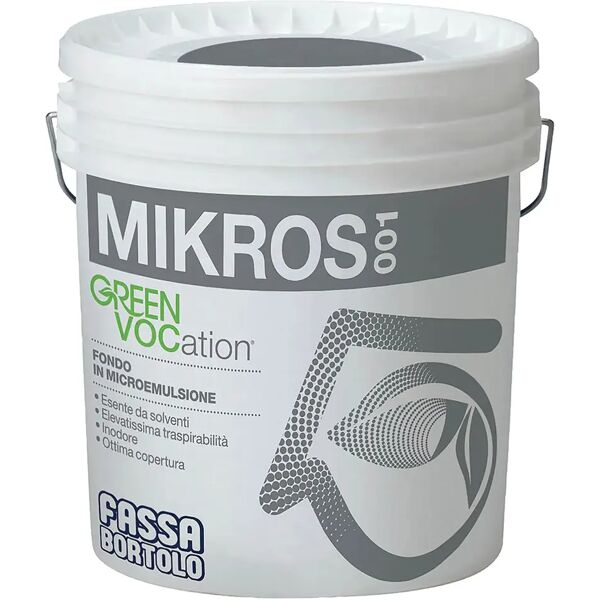 fassa fondo murale  mikros 001 12 l green vocation per interno 8-14 m² con 1 l da diluire