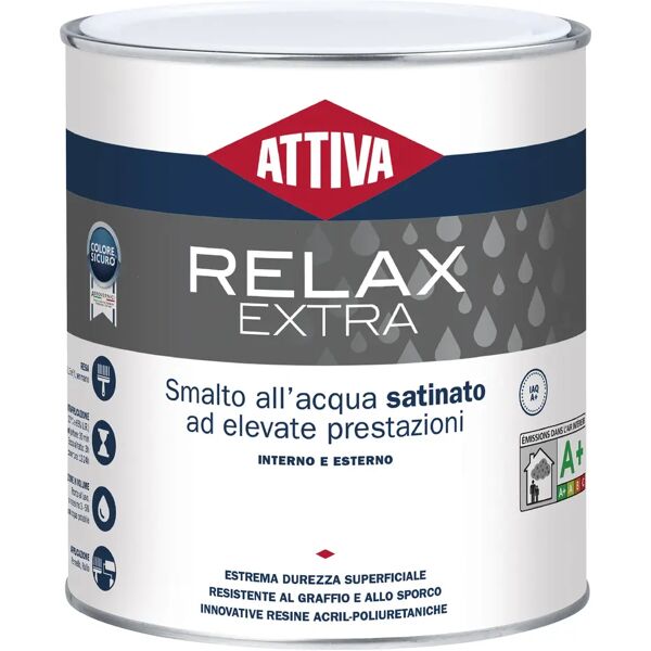 attiva smalto acqua  relax extra 2,5 l bianco satinato uretanico 12-13 m² con 1 mano