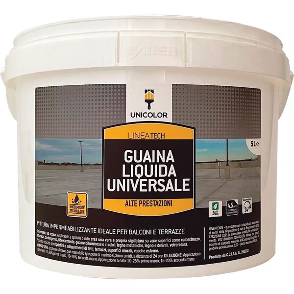 unicolor guaina liquida  rosso 5l  per cemento e fibrocemento  4/5 m²/l spessore 0,3mm