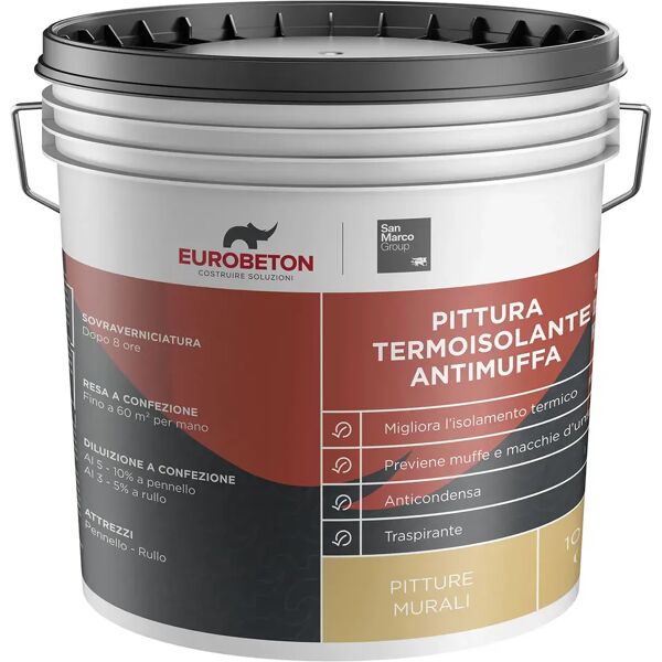 eurobeton sanmarco pittura termoisolante  10 l bianco antimuffa 3 m² con 1 l a 2 mani