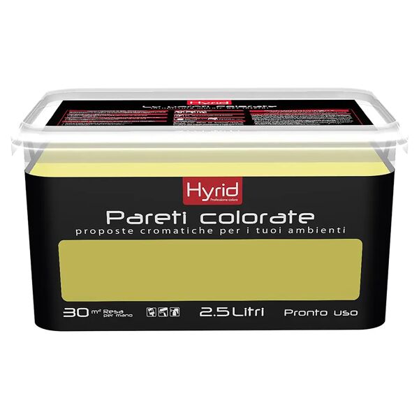 hyrid by covema idropittura lavabile hyrid 2,5 l verde acido accento interno 5-6 m² con 1 l a 2 mani