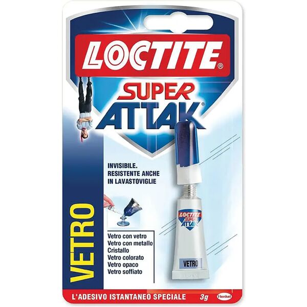 loctite super attak vetro  3 g adesivo istantaneo trasparente e invisibile