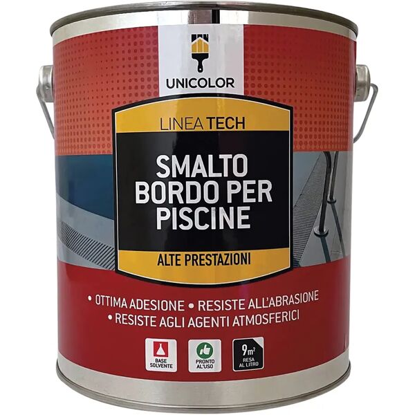 unicolor vernice antiacida bordi piscine  2,5 l azzurro 10-12m² x 1l diluito con solvente nitro