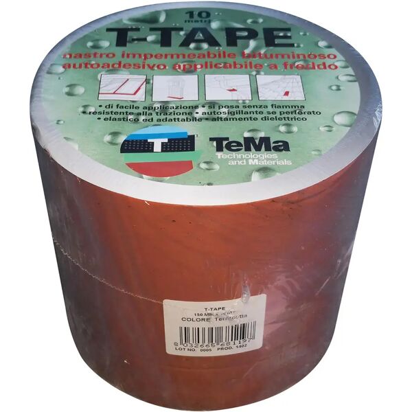 tecnomat banda bituminosa t-tape color cotto 15cm lunghezza 10 m