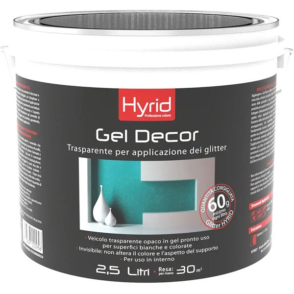 hyrid by covema gel trasparente decor hyrid 2,5 l per applicazione di glitter 5-6 m² con 1 l a 2 mani