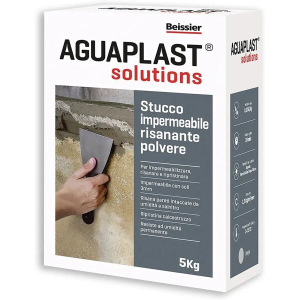 aguaplast stucco impermeabile polvere  grigio 5 kg spessori fino a 20mm interno esterno