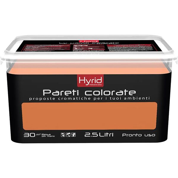 hyrid by covema idropittura lavabile hyrid 2,5 l arancio accento interno 5-6 m² con 1 l a 2 mani