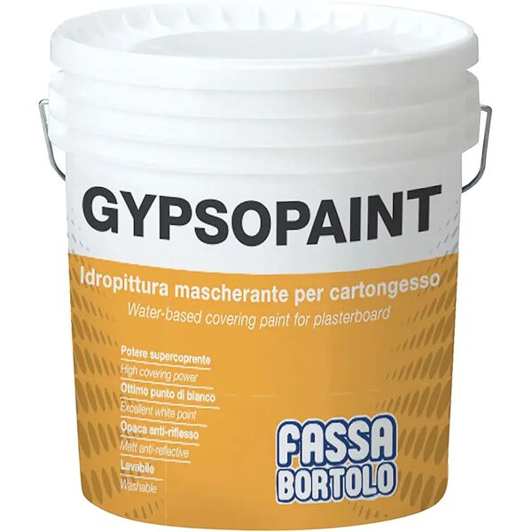 fassa idropittura lavabile cartongesso  gypsopaint 14 l bianca 4-5 m² con 1 l a 2 mani