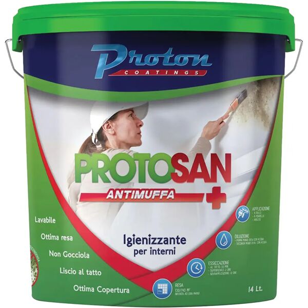 tecnomat idropittura antimuffa protosan 14 l superlavabile bianca 8-9 m² con 1 l a 2 mani