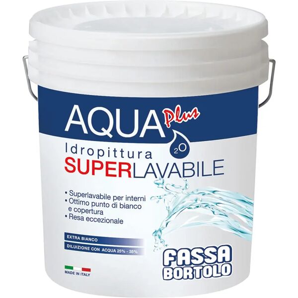 fassa idropittura superlavabile aquaplus  14 l bianco per interno 7-8 m² con 1 l a 2 mani