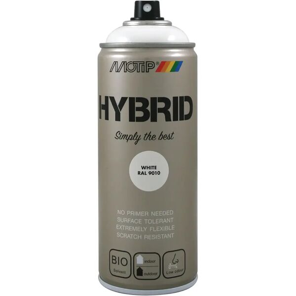 motip vernice spray hybrid ral 9010  bianco puro 400 ml 2,5 - 3,5 m² con 1 l