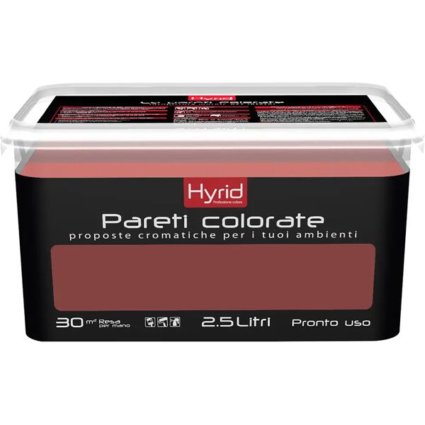 hyrid by covema idropittura lavabile hyrid 2,5 l rosso moda per interno 5-6 m² con 1 l a 2 mani