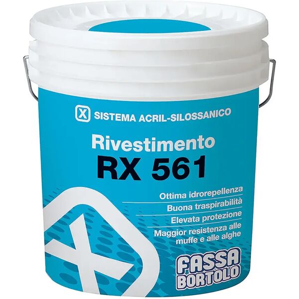 fassa rivestimento acrilsilossanico  25kg 1,5mm rx561 bianco rustico per esterno 2-2,5 kg/m²