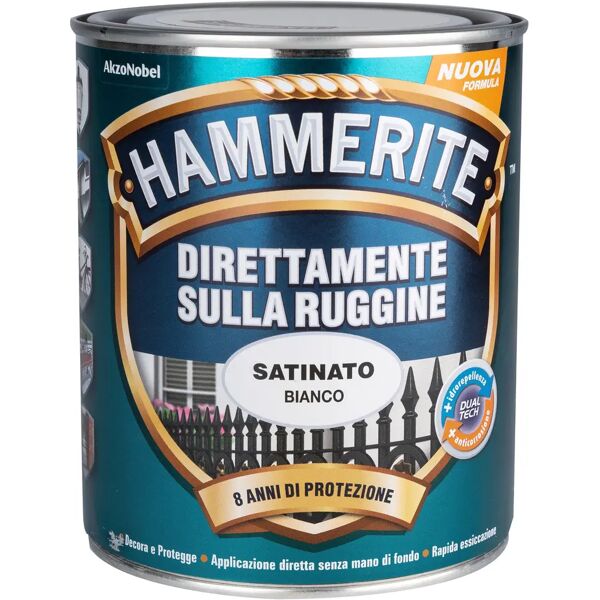 hammerite smalto antiruggine satinato  0,75 l bianco 8-10 m² con 1 l