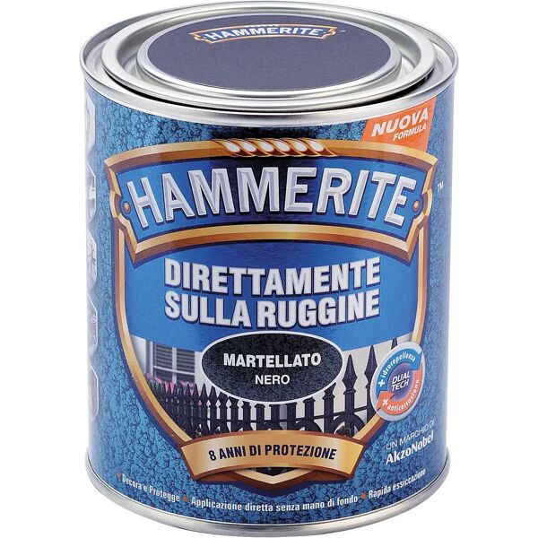 hammerite smalto antiruggine martellato  0,75 l nero 8-10 m² con 1 l