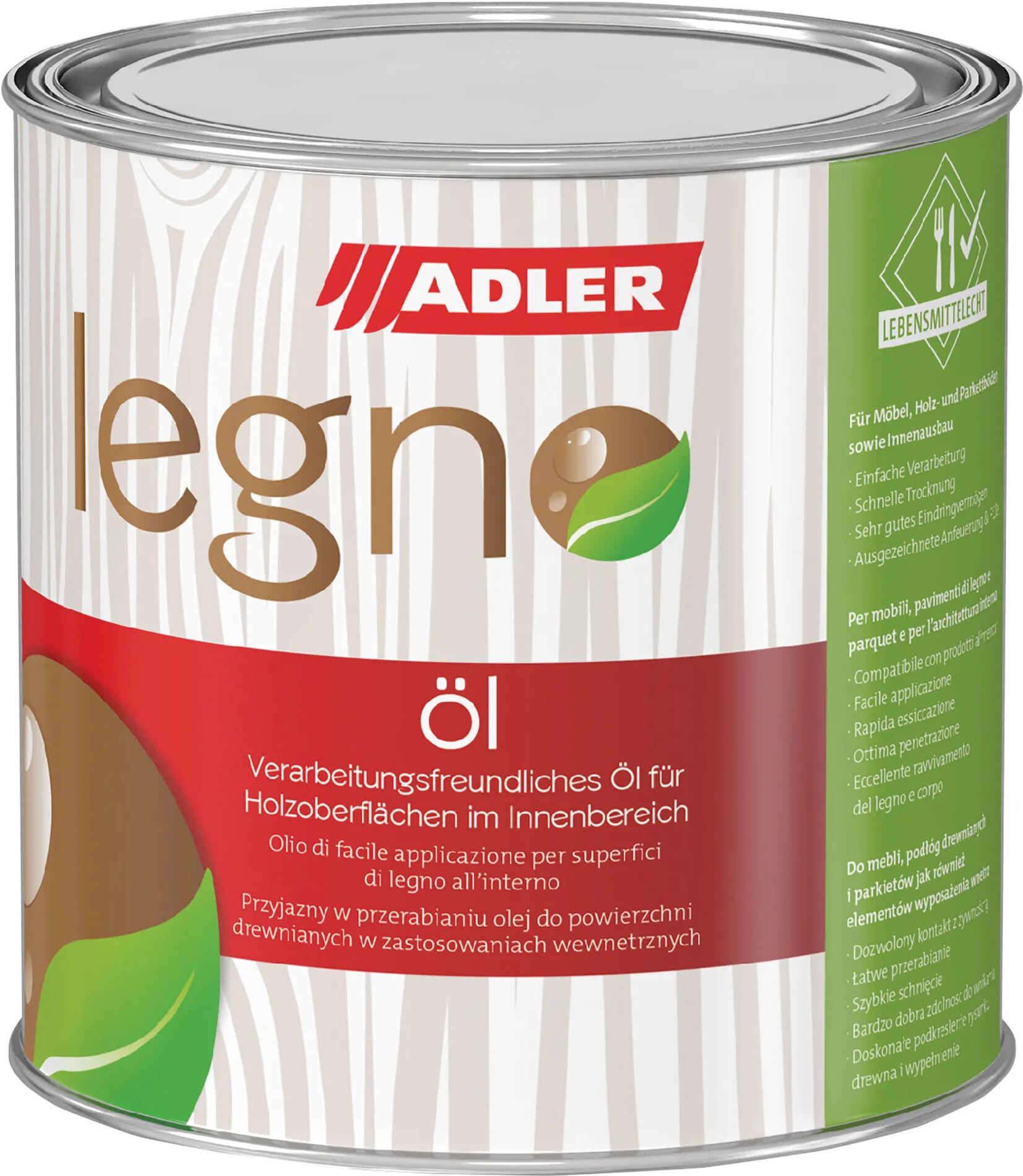 adler_vernici olio facile applicazione interno adler 750 ml legno ol incolore 15-30 m² con 1 l