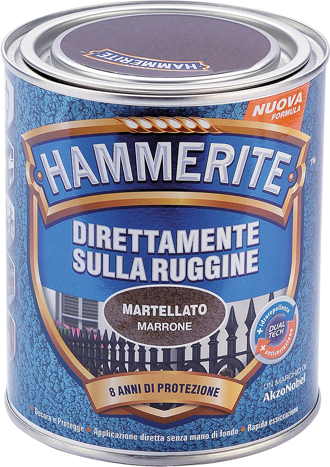 hammerite smalto antiruggine martellato  0,75 l marrone 8-10 m² con 1 l