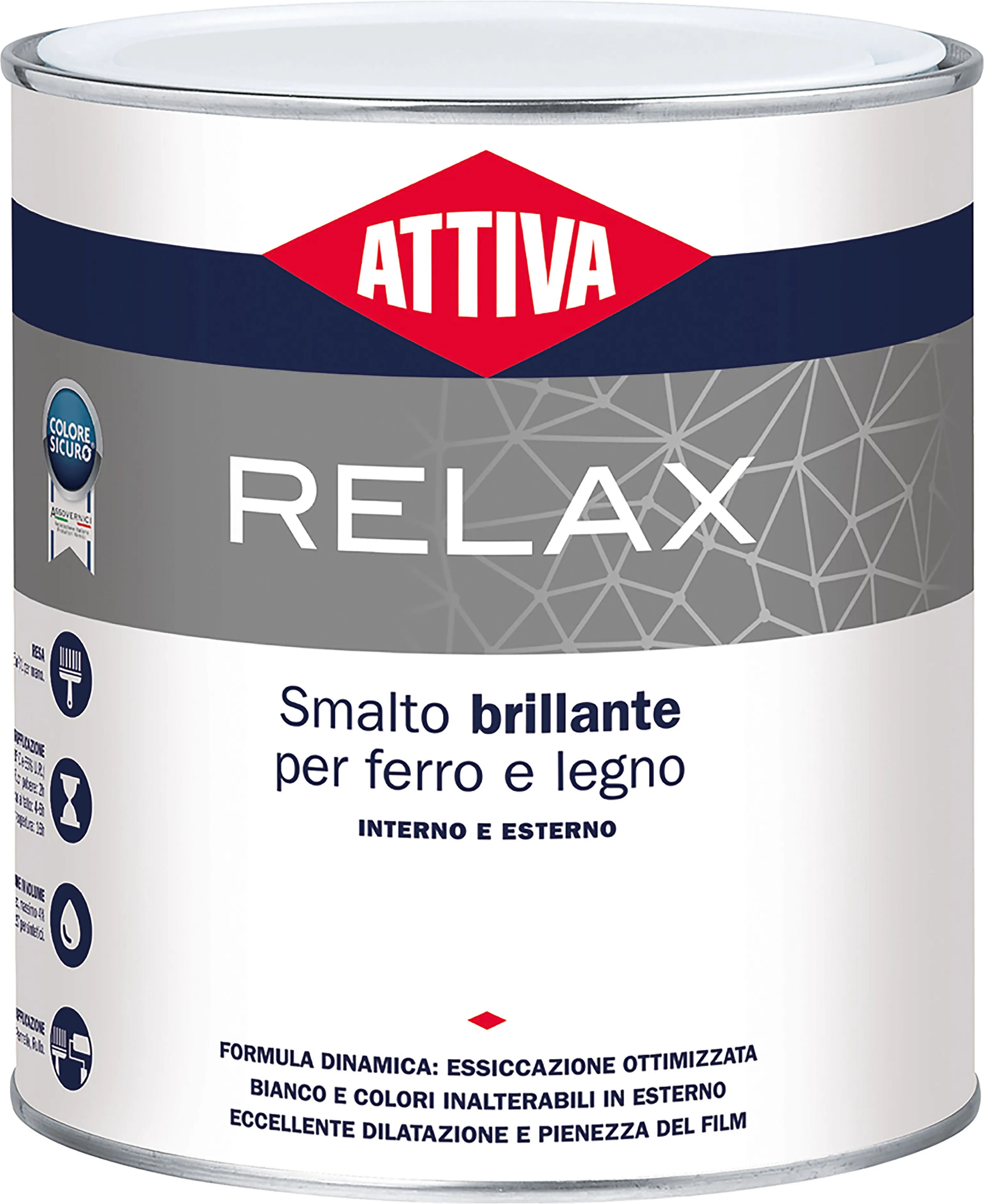 attiva smalto solvente  relax 2,5 l brillante bianco alto solido 12-13 m² con1l