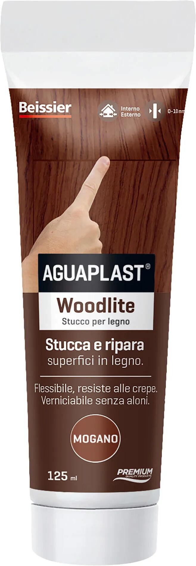 aguaplast stucco per legno woodlite  mogano 125 ml spessori fino a 20mm interno esterno