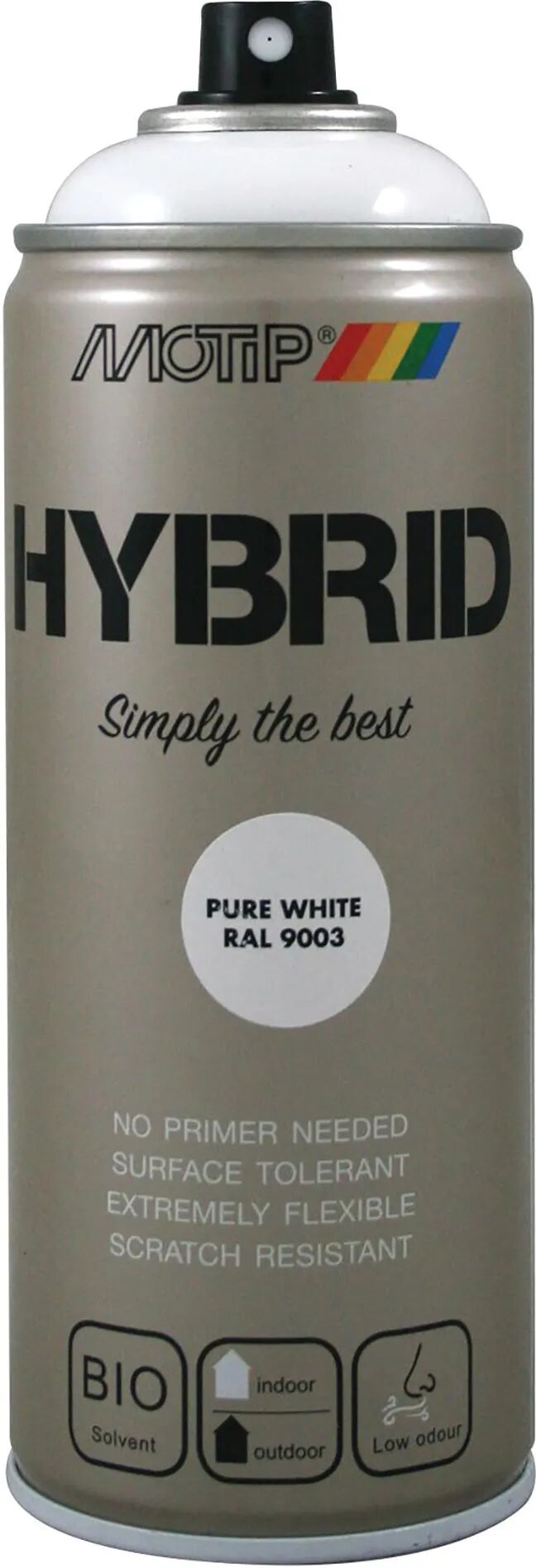 motip vernice spray hybrid ral 9003  bianco segnale 400 ml 2,5 - 3,5 m² con 1 l