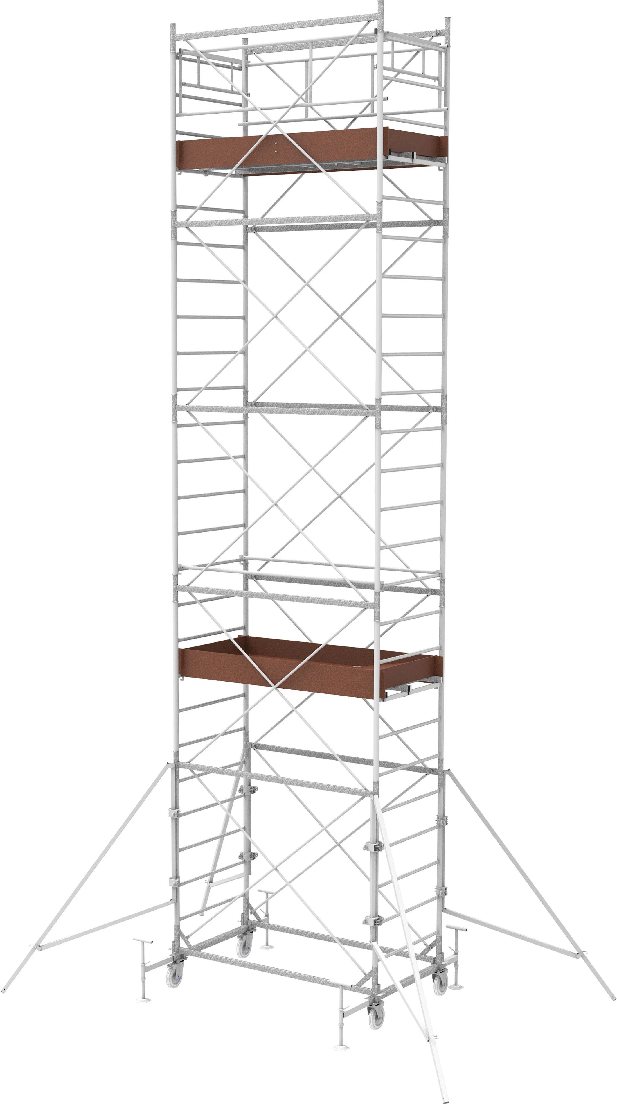 tecnomat trabattello acciaio system100 8 m base 1x1,8 m 2 piani lavoro dl.81/2008 portata 295 kg