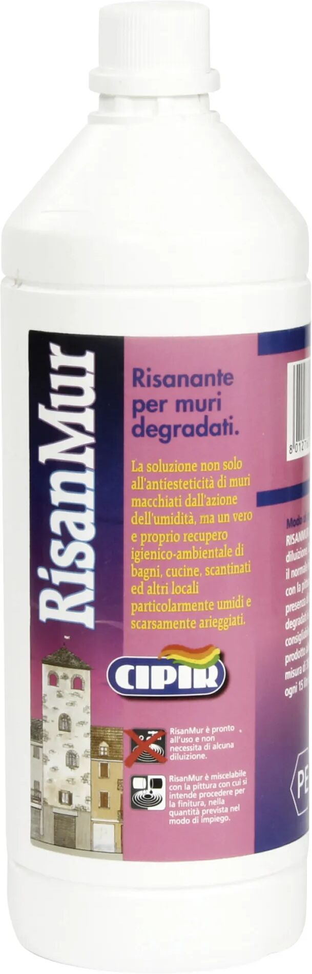 cipir additivo antimuffa risanmur  1 l battericida muri interni 5-10 m² con 1 l pronto uso