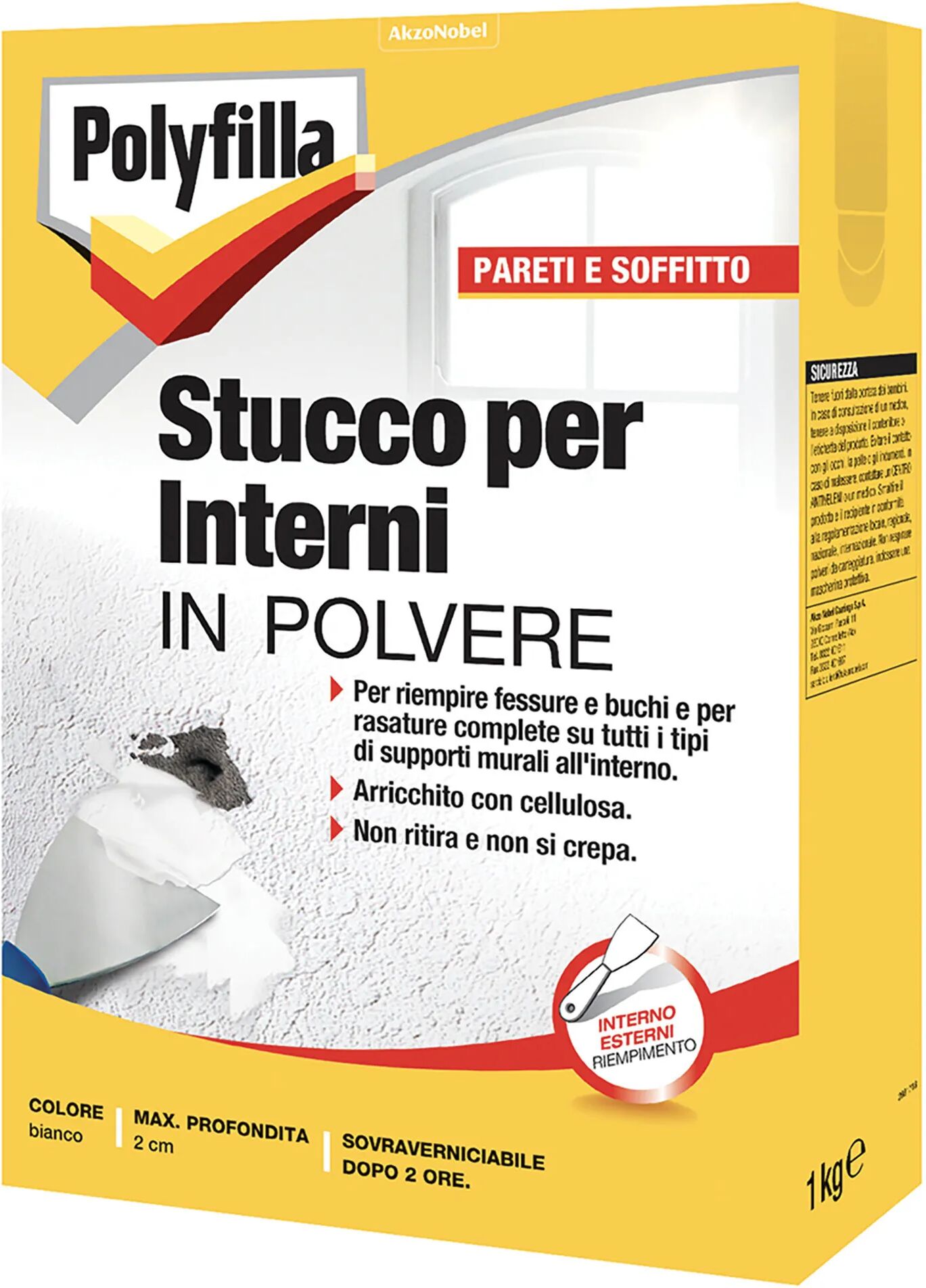 polyfilla stucco in polvere  scatola 1 kg bianco per interno