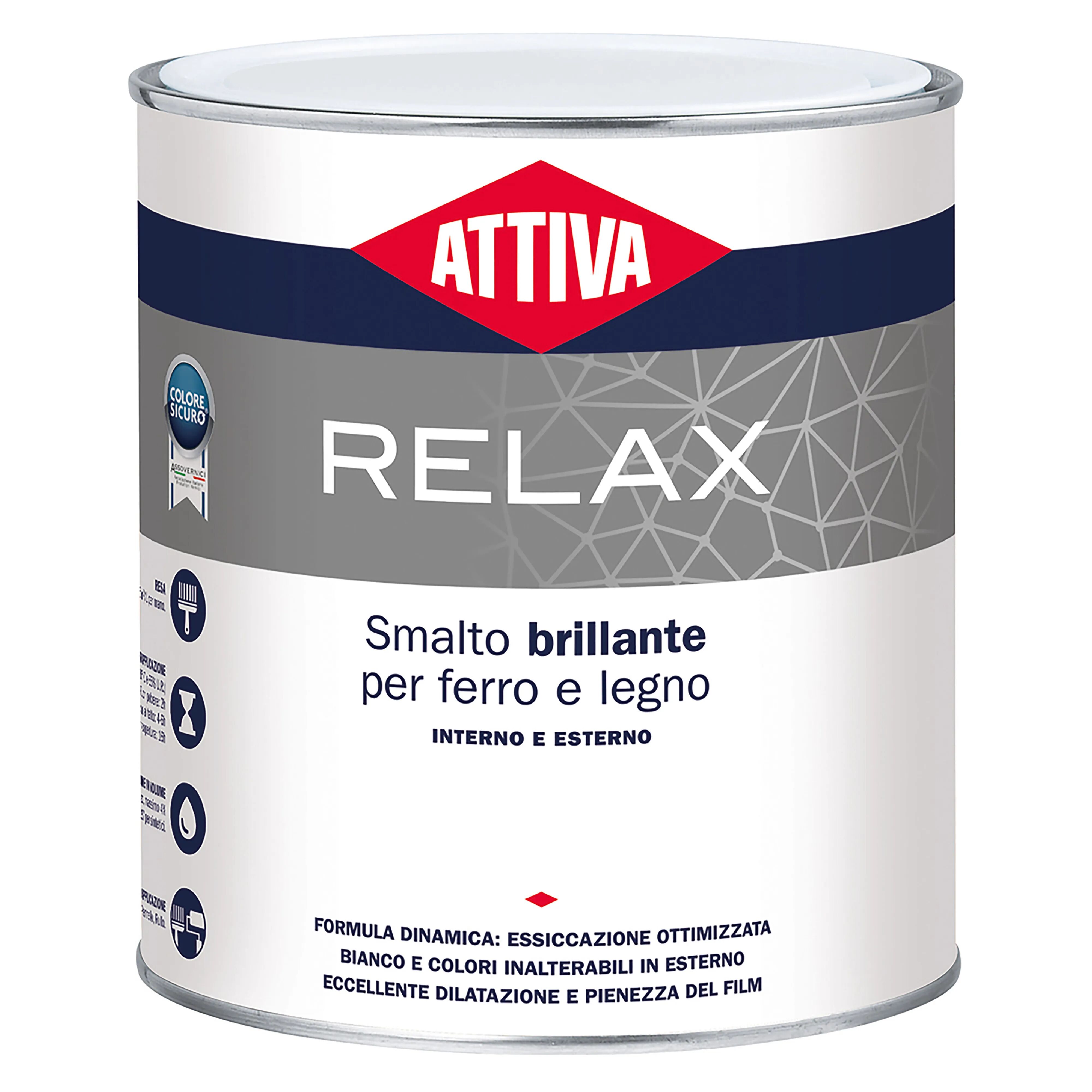 attiva smalto solvente  relax 0,75 l brillante bianco alto solido 12-13 m² con1 l