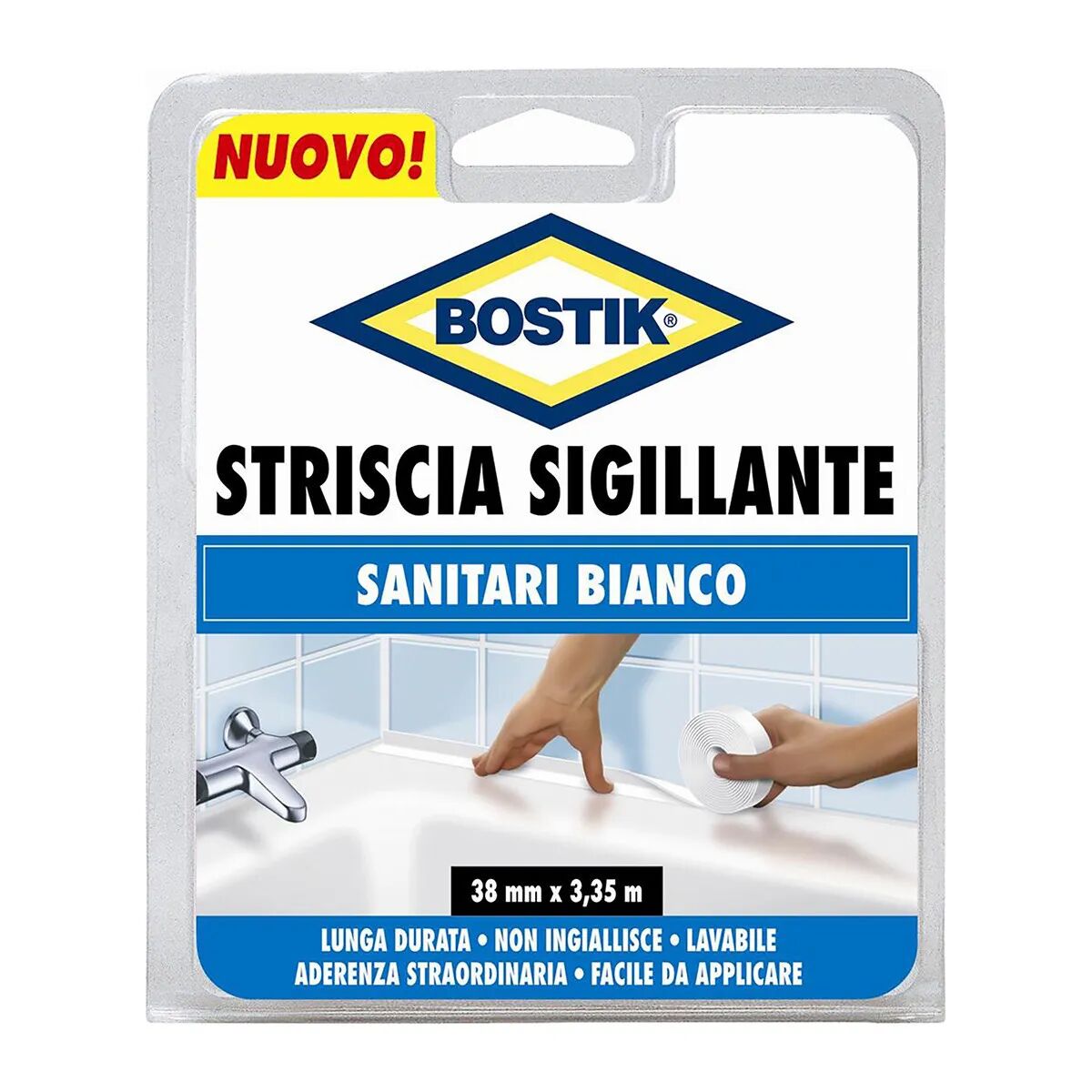 bostik striscia sigillante sanitari  bianco 38 mm x 3,35 m