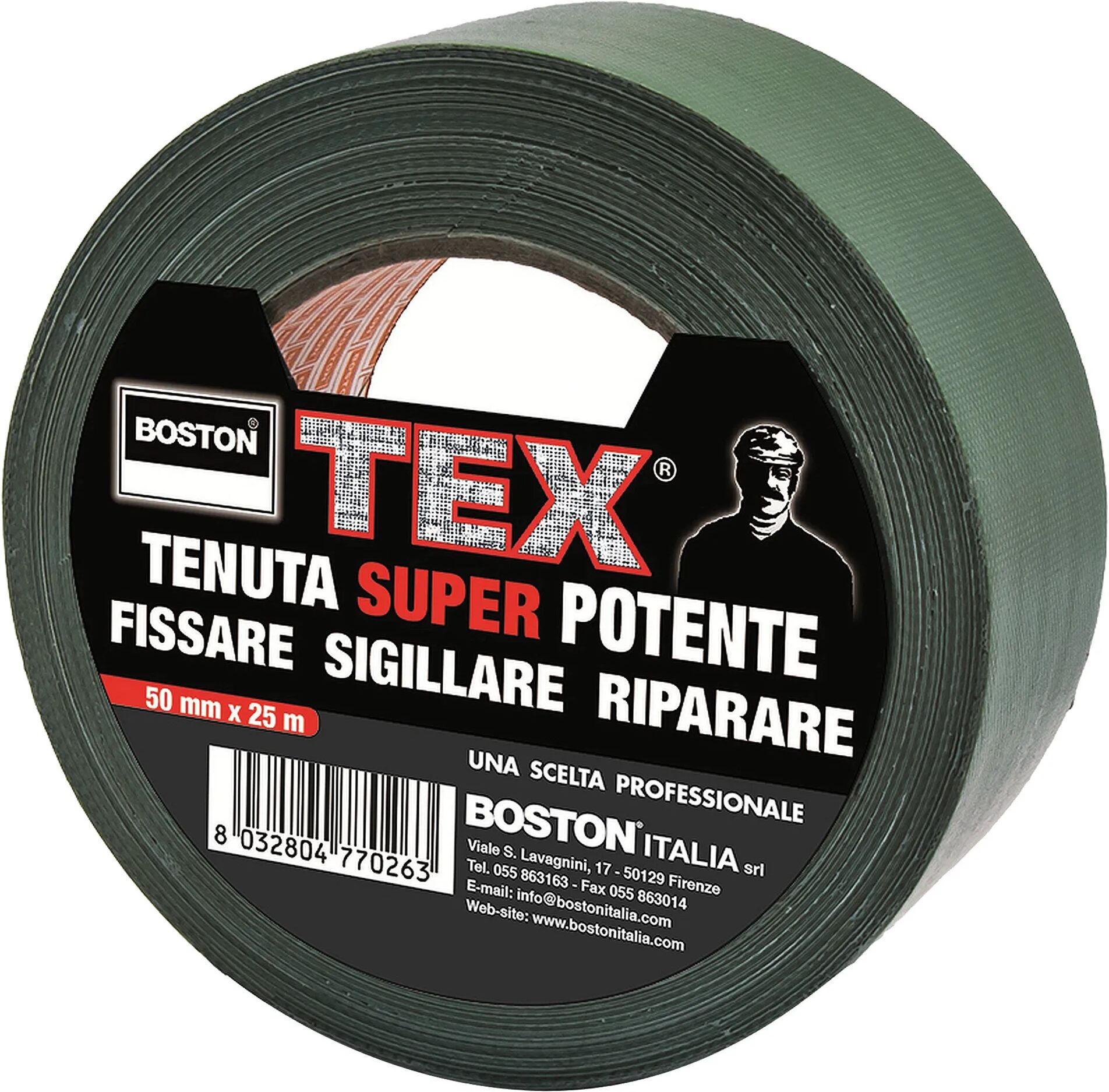 boston nastro telato  verde 48 mm x 25m professionale universale protegge ripara e sigilla