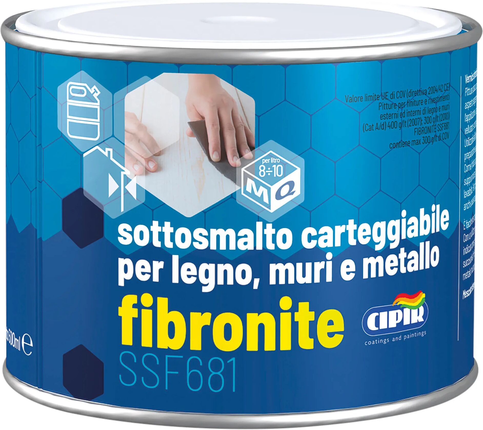 cipir fondo sintetico  fibronite 500 ml per legno metallo muratura 6-8 m² con 1 l