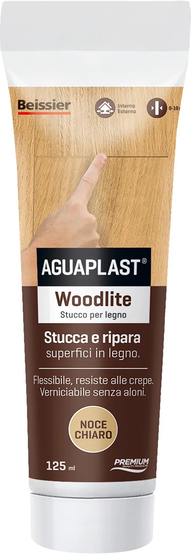 aguaplast stucco per legno woodlite  noce chiaro 125 ml spessori fino a 20mm interno esterno