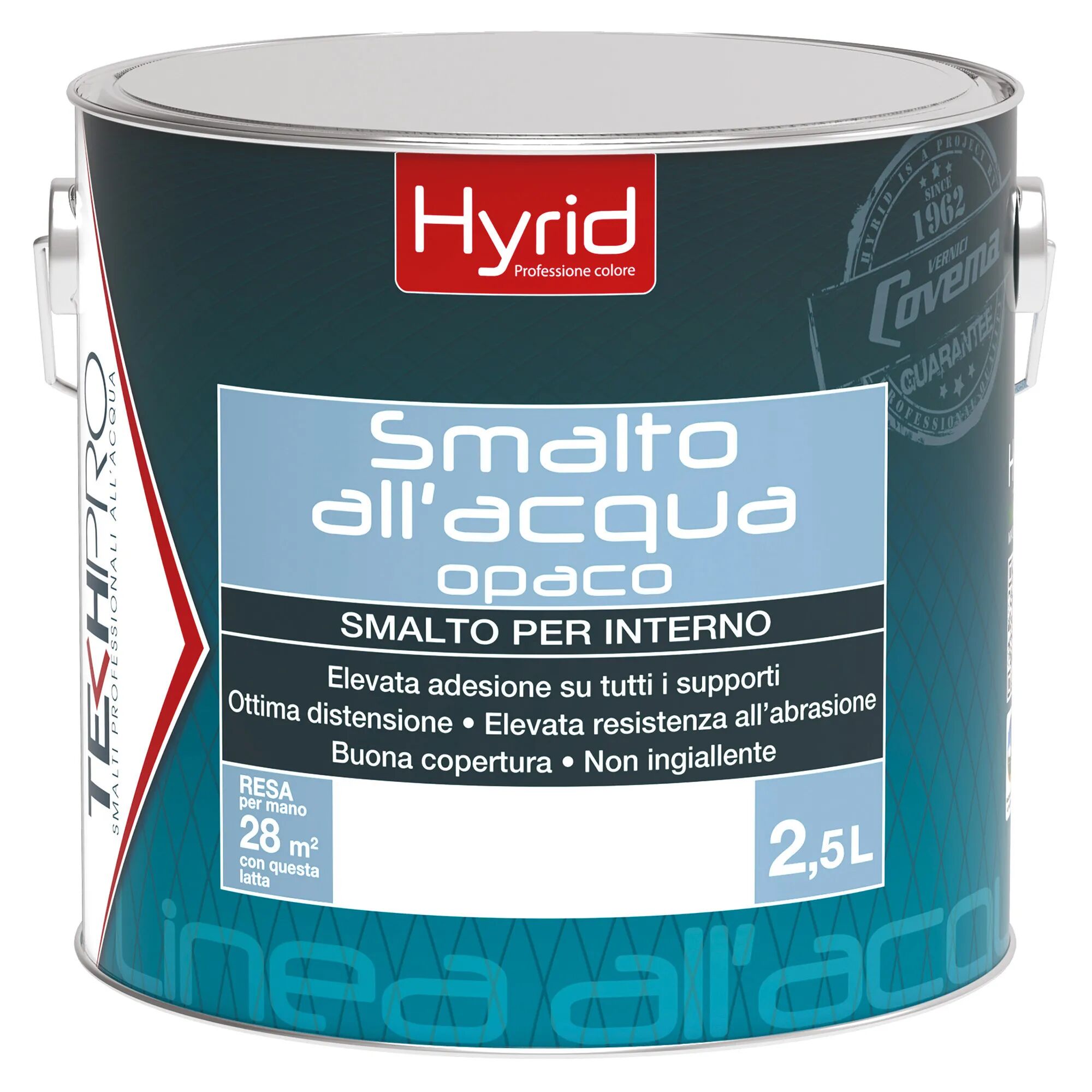 hyrid by covema smalto acqua opaco covema 2,5 l bianco 8 m² con 1 l