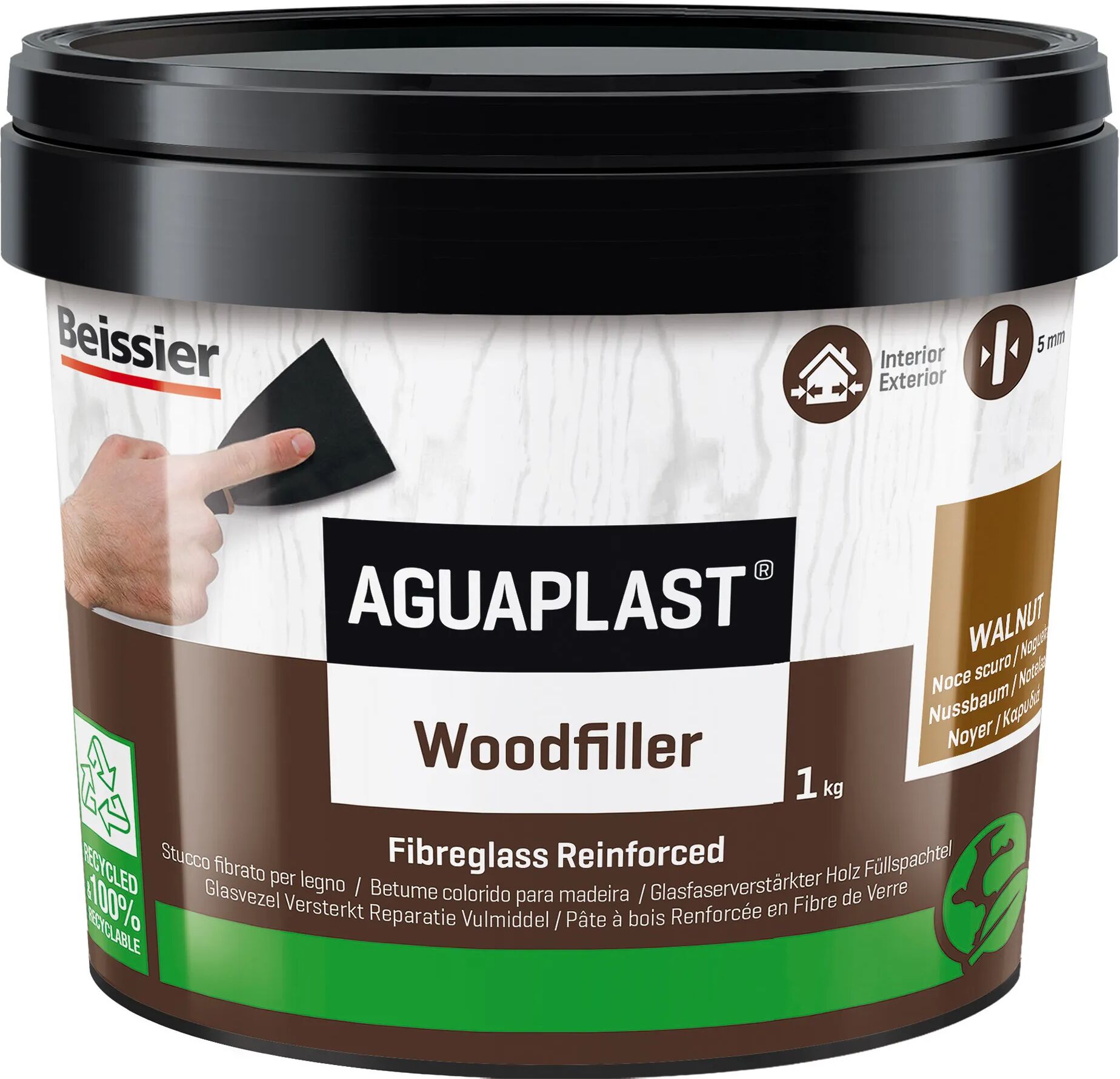 aguaplast stucco per legno woodfiller  noce scuro 1 kg spessori fino a 20mm interno esterno