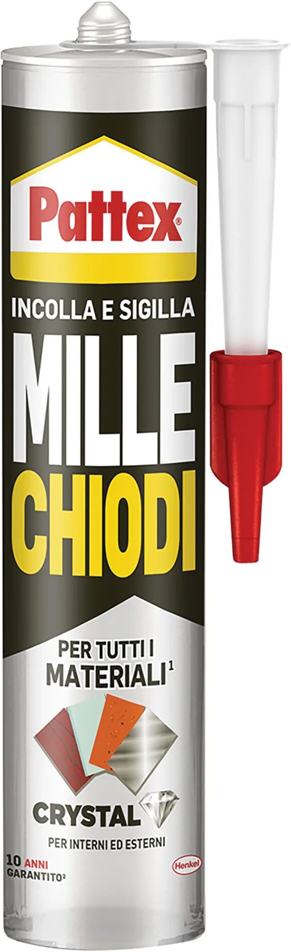 pattex adesivo sigillante  millechiodi crystal 290 g incolla e sigilla tutti i materiali