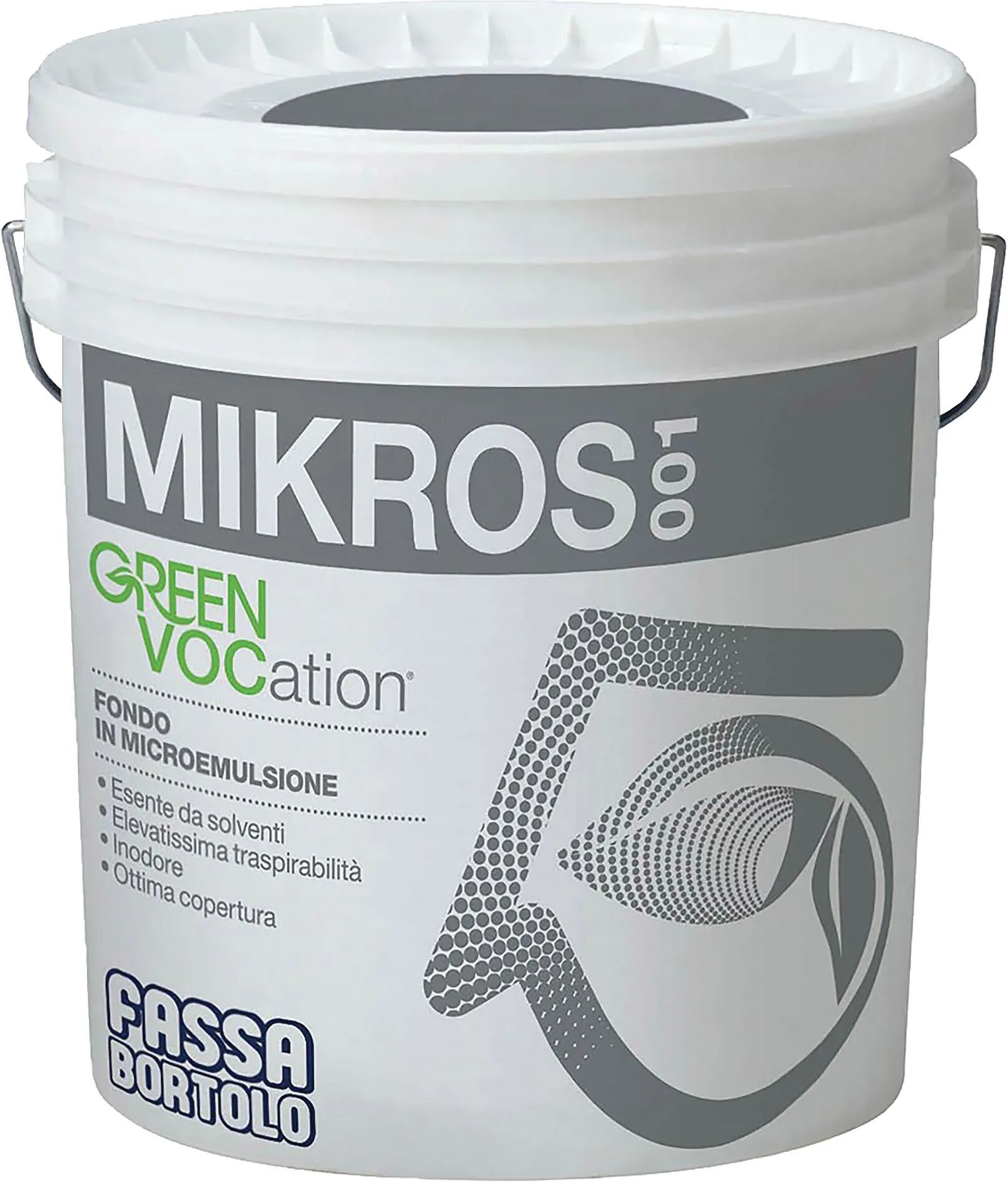 fassa fondo murale  mikros 001 4 l green vocation per interno 8-14 m² con 1 l da diluire