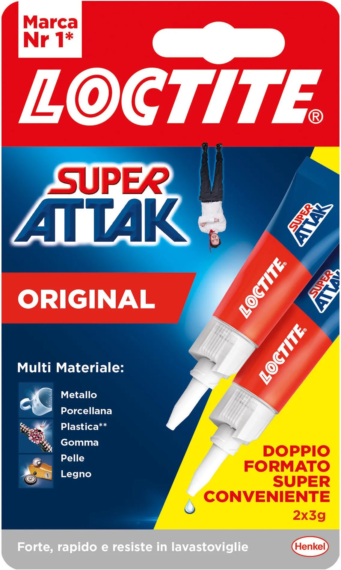 loctite super attak original  bipack 3+3g adesivo liquido istantaneo per materiali diversi