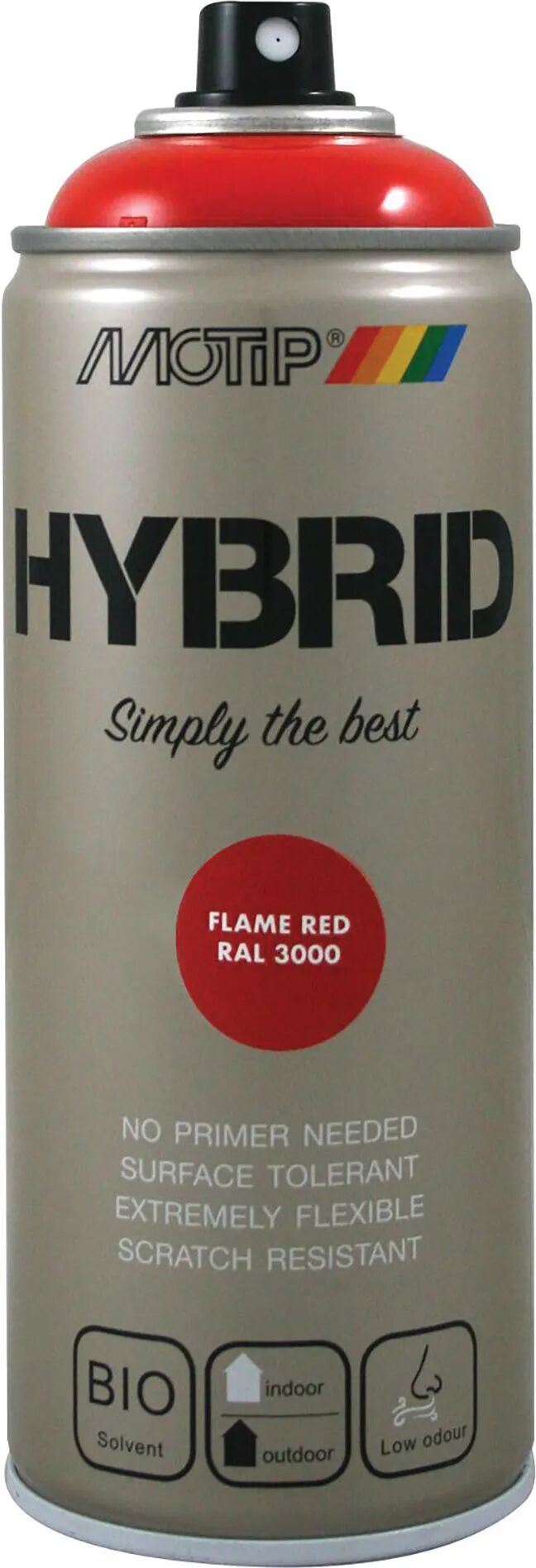 motip vernice spray hybrid ral 3000  rosso fuoco 400 ml 2,5 - 3,5 m² con 1 l