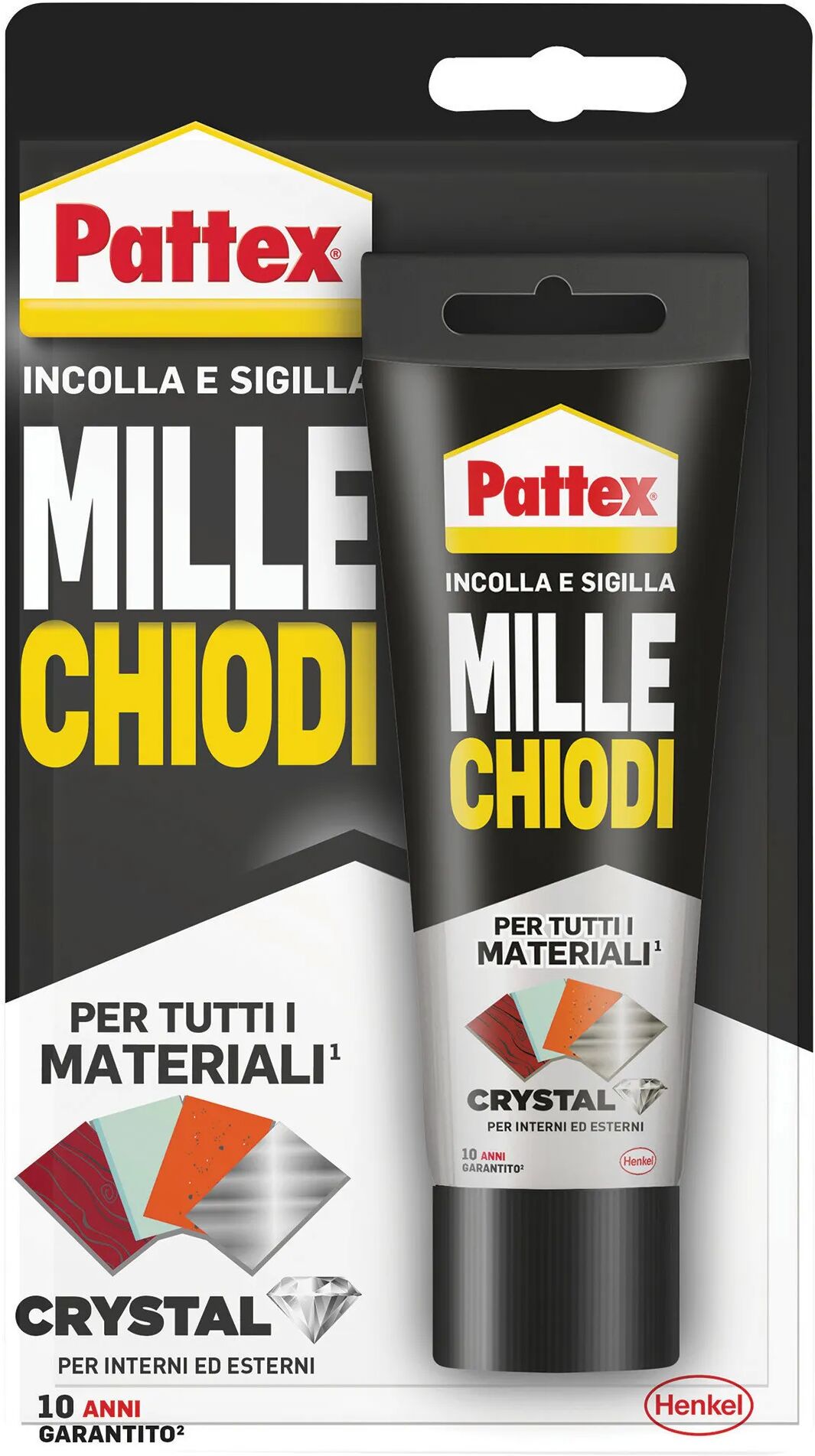 pattex adesivo sigillante  millechiodi crystal 90 g incolla e sigilla tutti i materiali