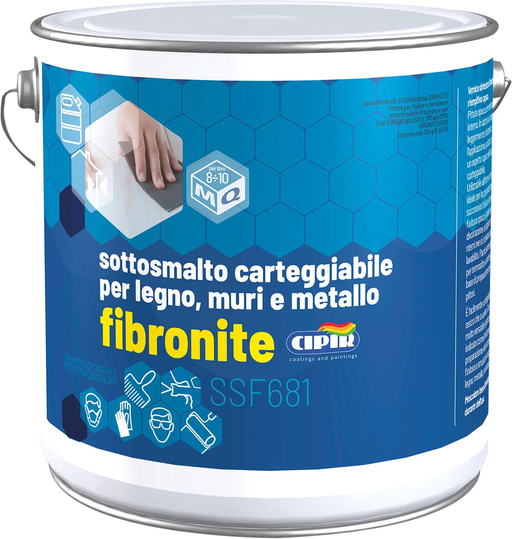 cipir fondo sintetico  fibronite 1000 ml per legno metallo muratura 6-8 m² con 1 l