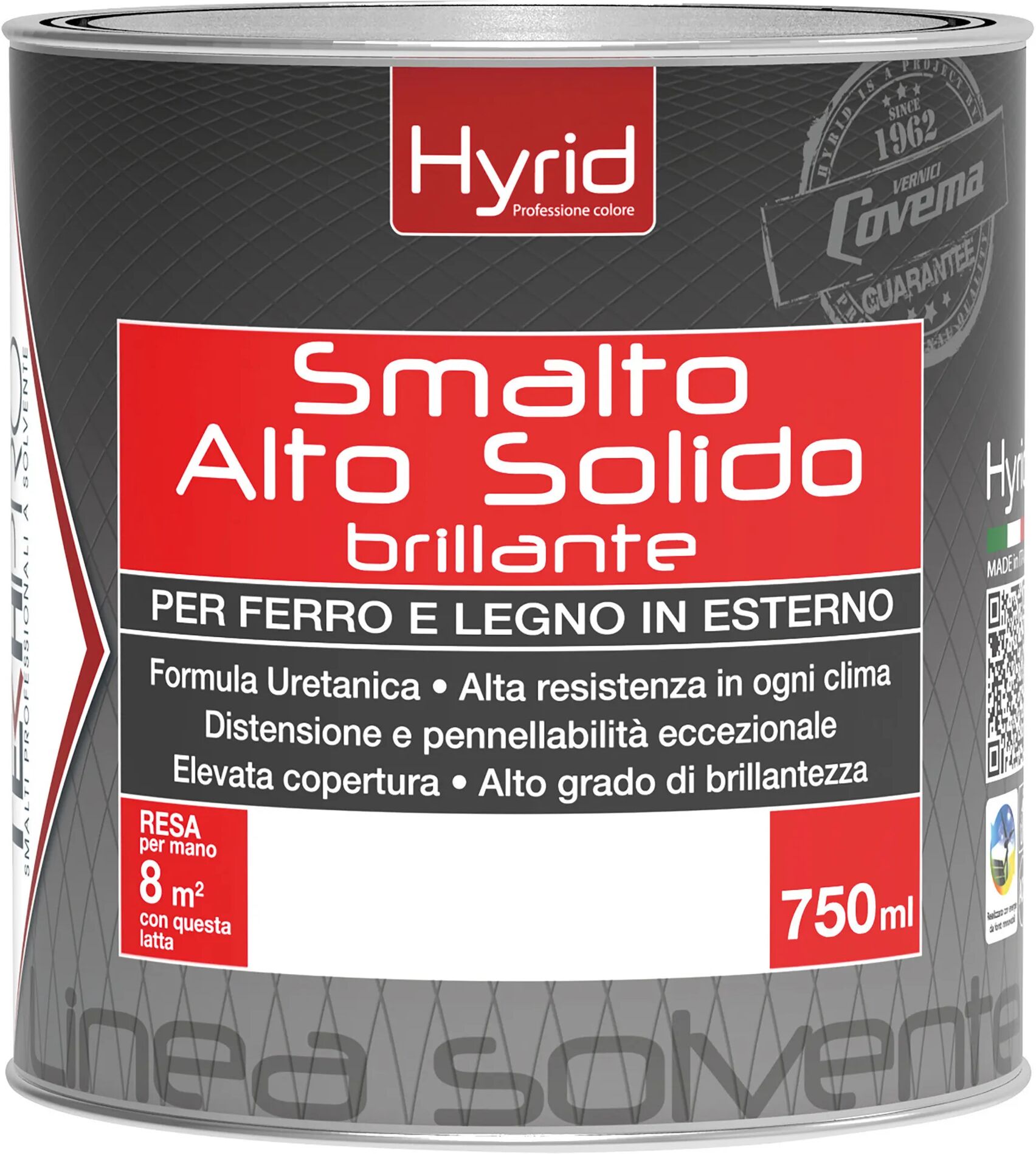 hyrid by covema smalto alto solido covema  0,75 l brillante bianco 8 m² con 1 l