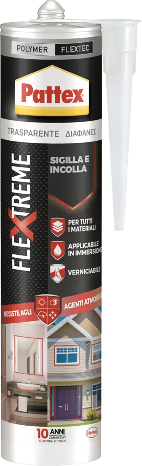 pattex adesivo polimerico  flextreme 280 ml trasparente incolla e sigilla tutti i materiali