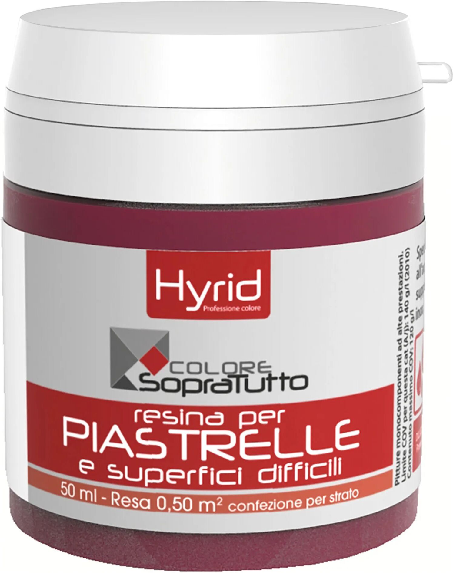 hyrid by covema resina piastrelle hyrid amaranto 50 ml per superfici difficili 10 m²  con 1 l pronto uso