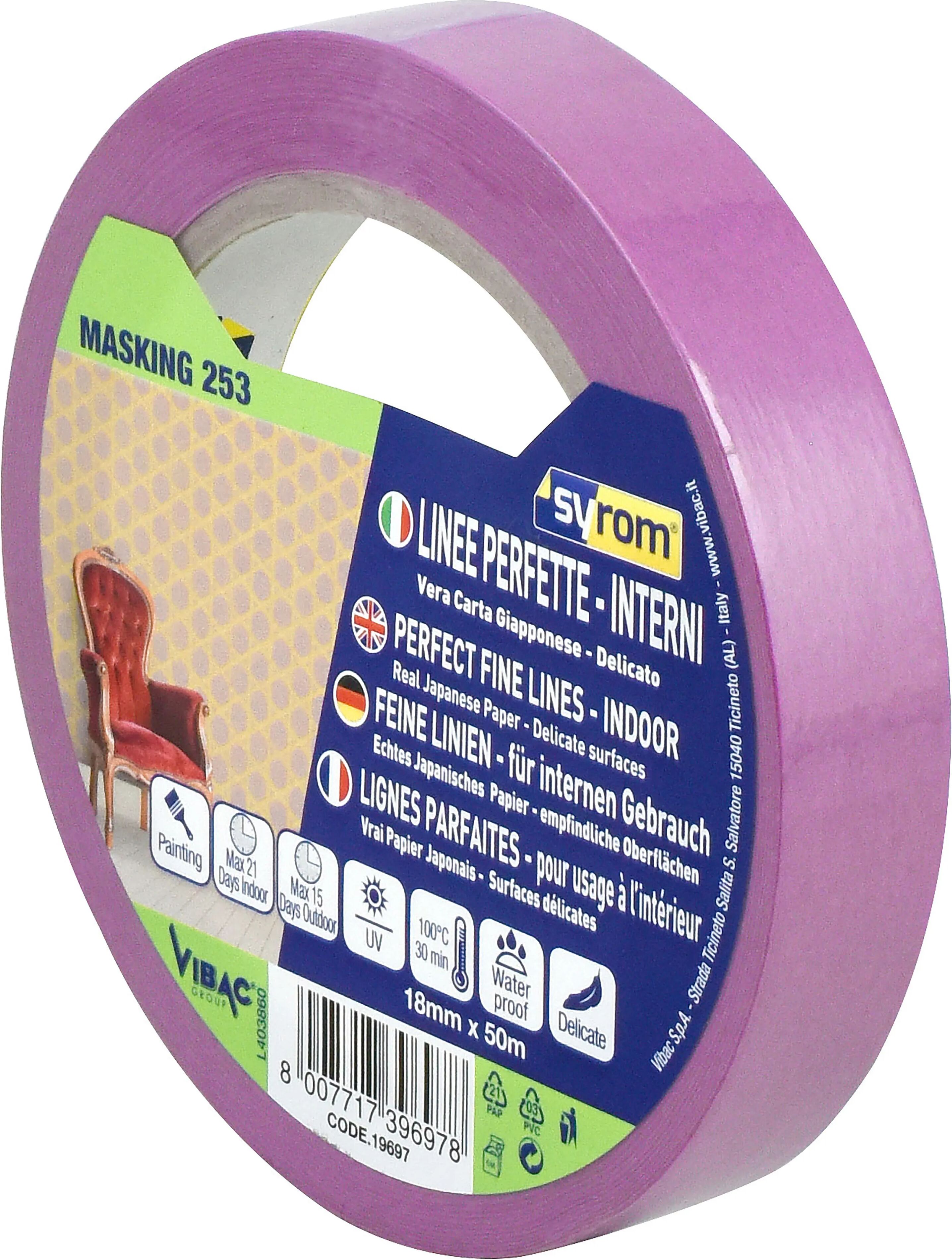 tecnomat nastro carta washi viola syrom18mmx50m delicato bordi perfetti uso interno per decorativi