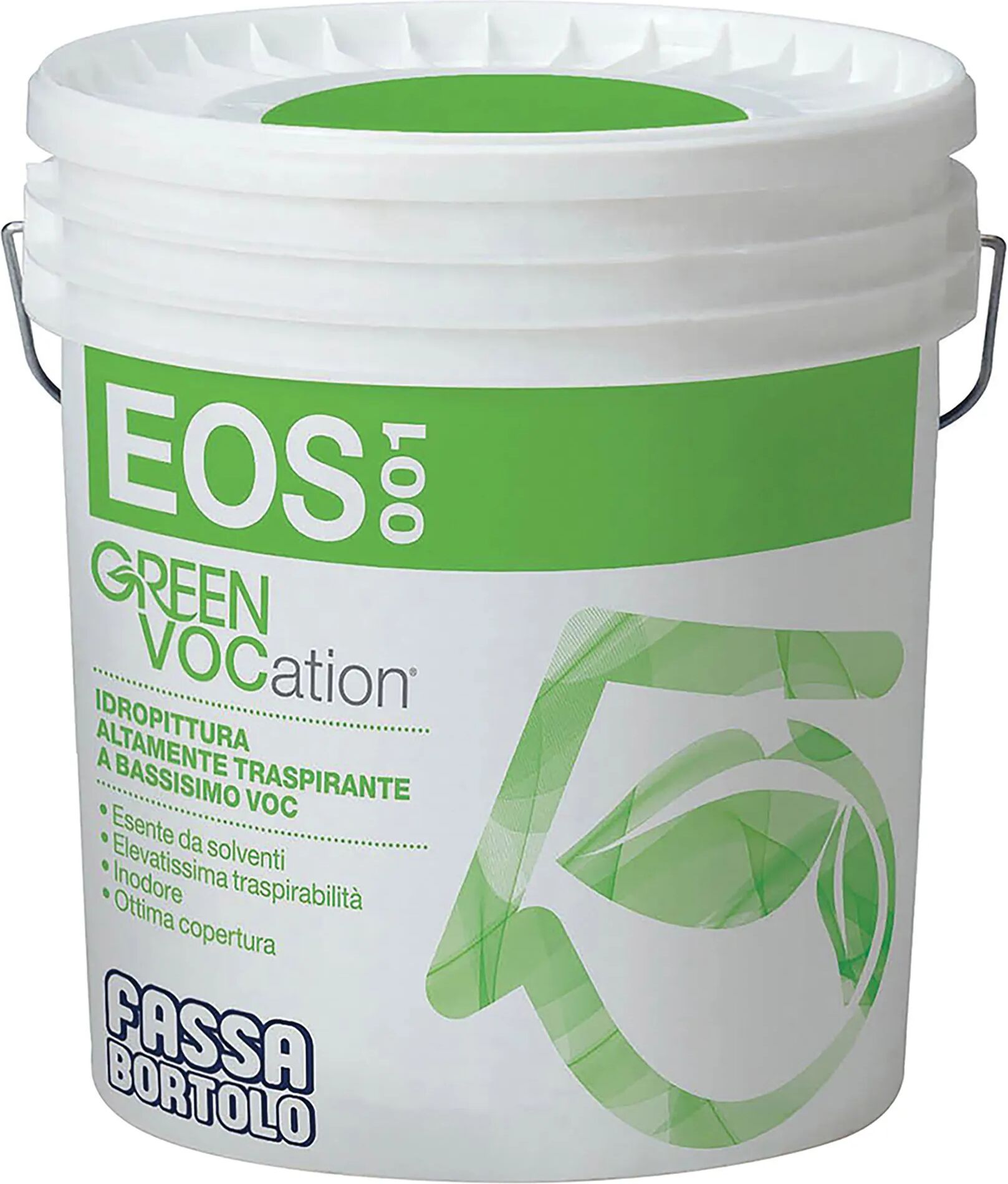 fassa idropittura traspirante eos001  4 l green vocation interni 4-5 m² con 1 l a 2 mani