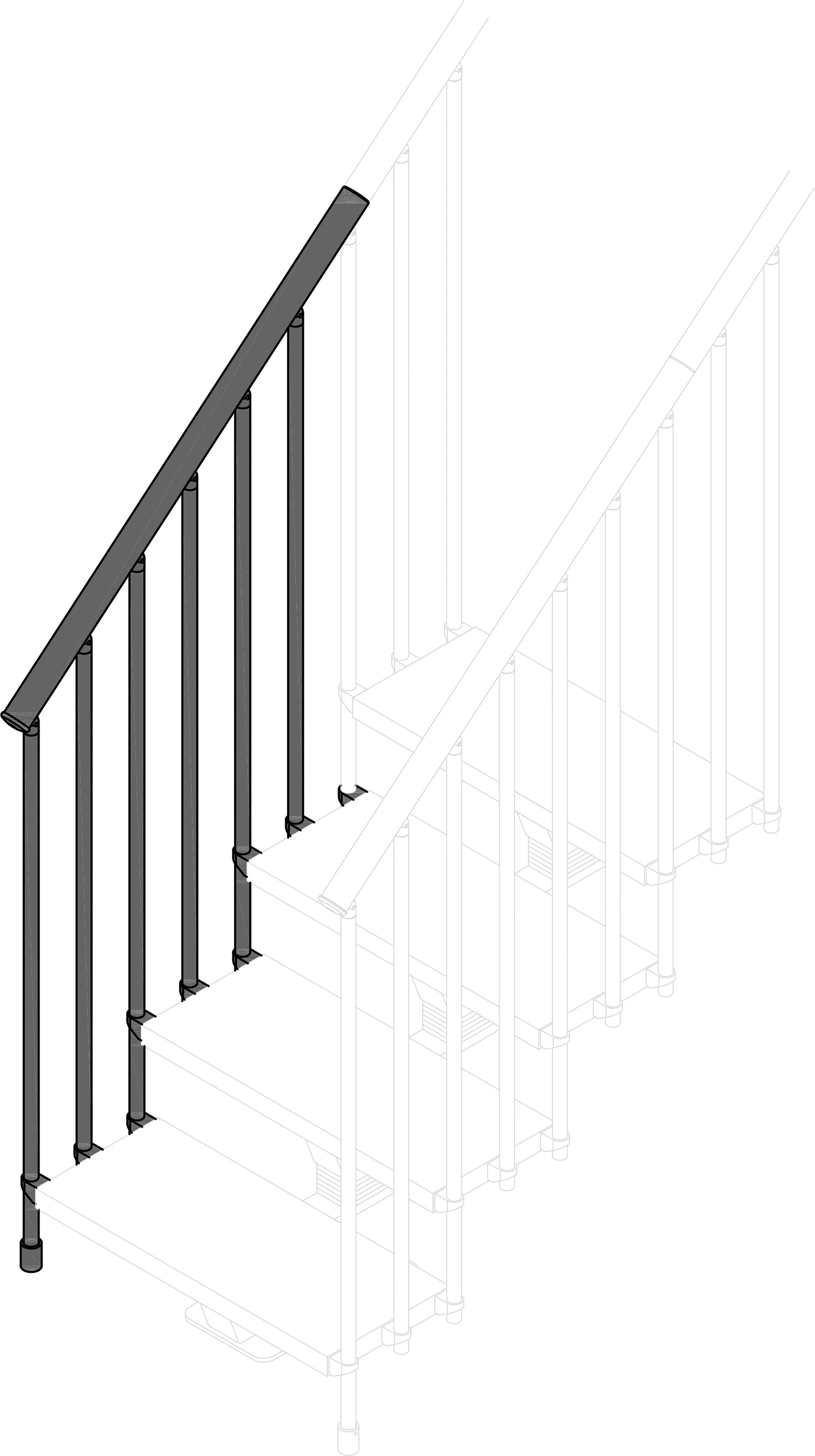 Tecnomat KIT RINGHIERA ESTERNA SCALA MAXI 3 GRADINI RETTILINEI ACCIAIO GRIGIO SC - LEGNO NOCE