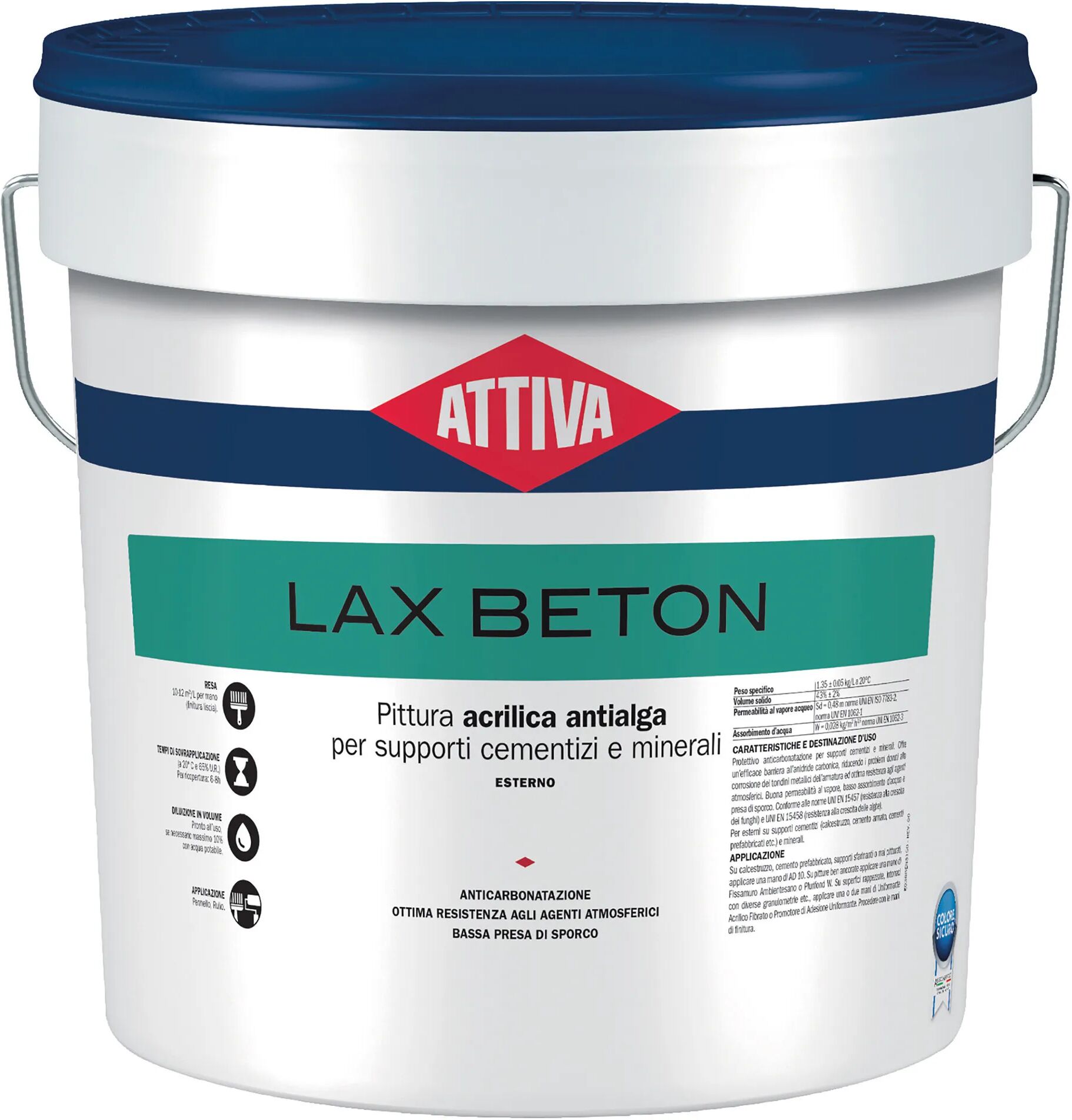 Attiva PITTURA ANTICARBONATAZIONE  14 l LAX BETON BASE NEUTRA 10-12 m² CON 1 l