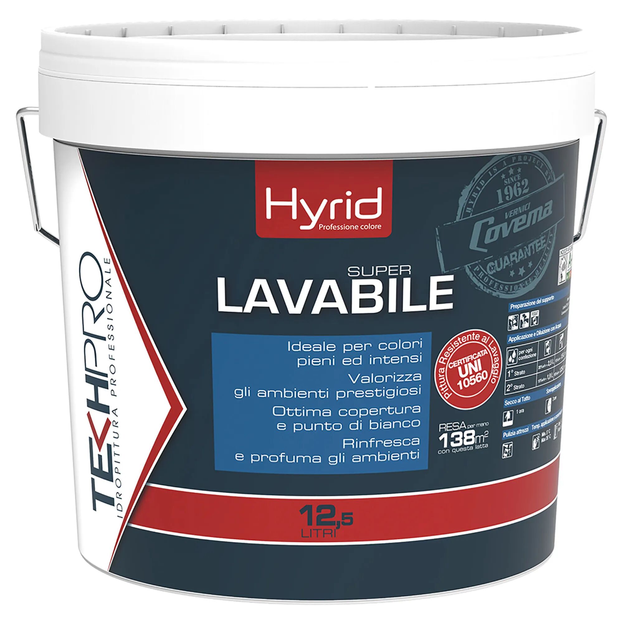 Hyrid By Covema IDROPITTURA SUPER LAVABILE COVEMA BIANCA 12,5 l SOGGIORNI E CAMERE 5-6 m² CON 1 l A 2 MANI